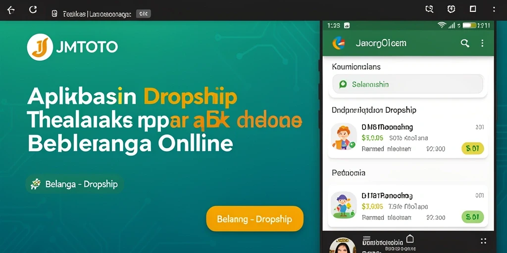 Antarmuka aplikasi JMTOTO untuk pengalaman belanja Dropship yang mudah.