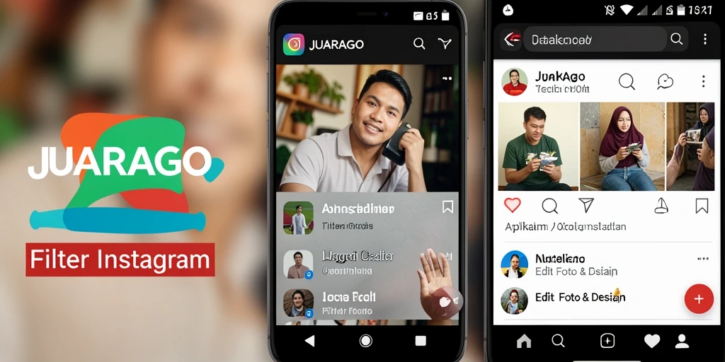 Antarmuka JUARAGO menampilkan pilihan filter Instagram yang menarik dan mudah digunakan.