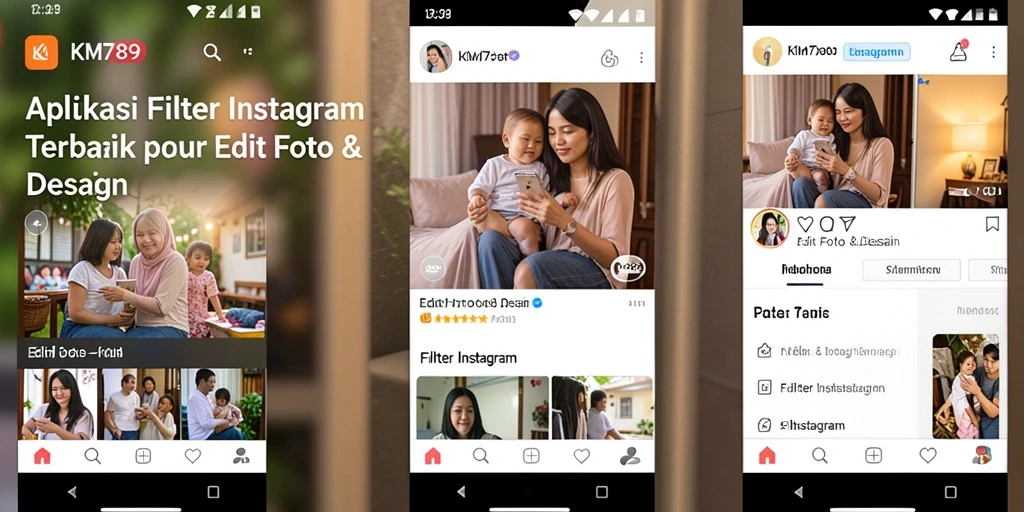 Antarmuka KM789 dengan berbagai pilihan filter yang menarik dan intuitif.