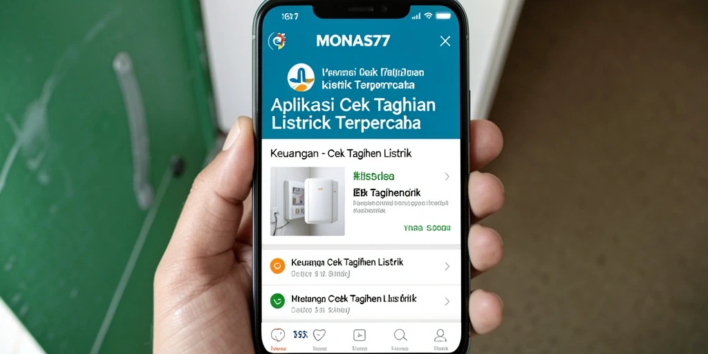 Tampilan antarmuka aplikasi Cek Tagihan Listrik MONAS77.