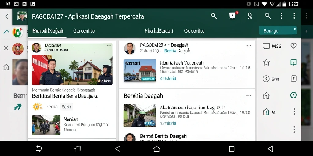 Tampilan antarmuka aplikasi PAGODA127 yang menyajikan berita daerah.