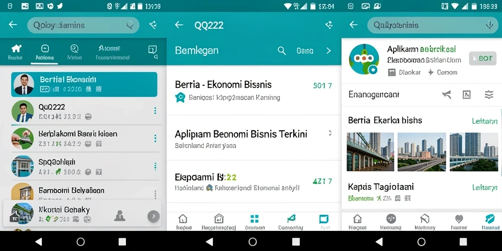 Screenshot aplikasi QQ222 menampilkan antarmuka informasi ekonomi.