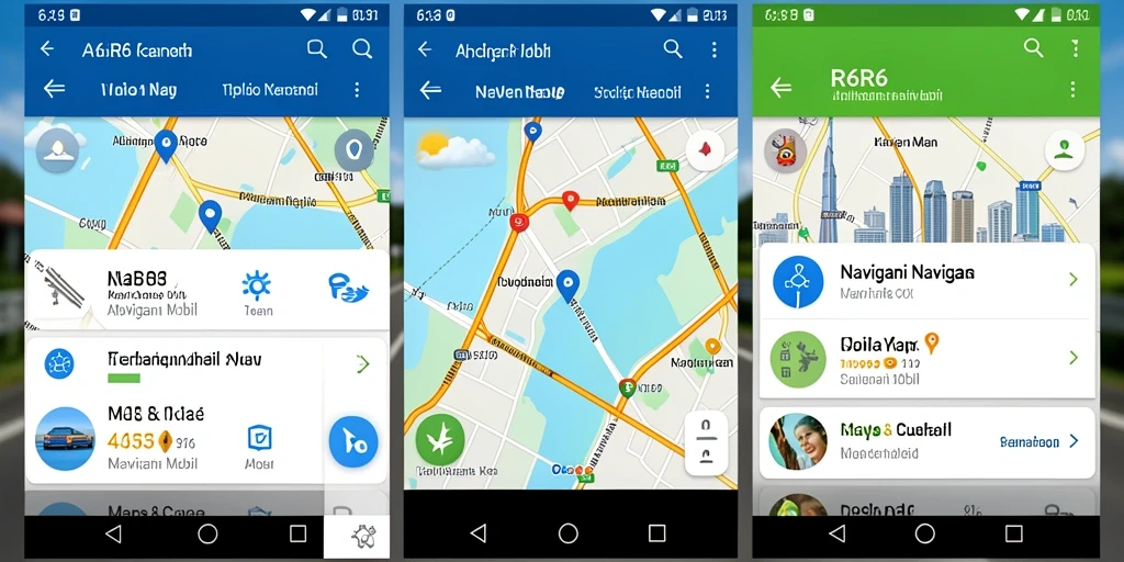 Tampilan antarmuka R6R6 dengan fitur Navigasi Mobil yang terpadu.