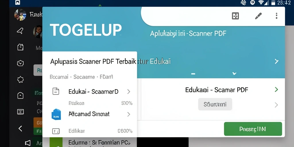 Antarmuka TOGELUP saat memindai dokumen PDF.