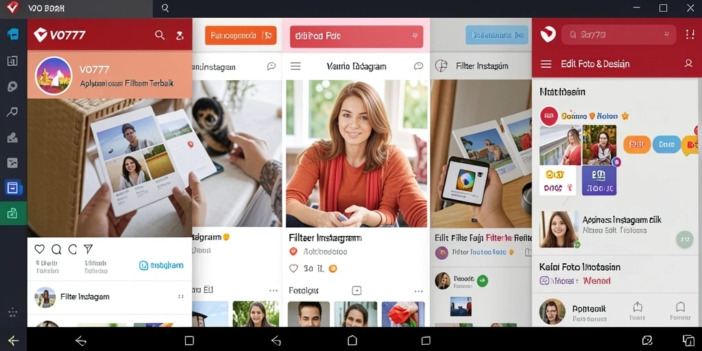 Antarmuka VO777 dengan berbagai pilihan filter Instagram yang menarik.
