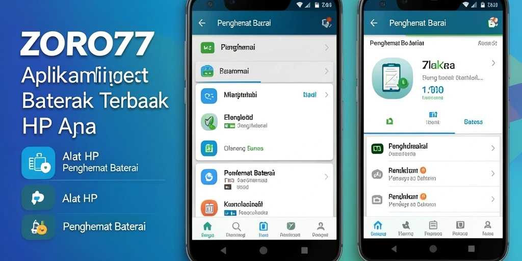 Screenshot ZORO77 menampilkan fitur penghematan baterai yang efektif.