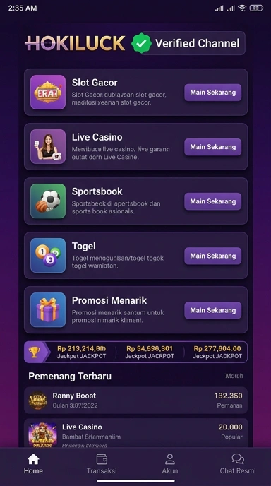 Kanal Resmi Hokiluck untuk Pengguna Android Indonesia